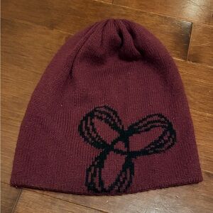 TNA Burgundy Knit Beanie with Black Logo